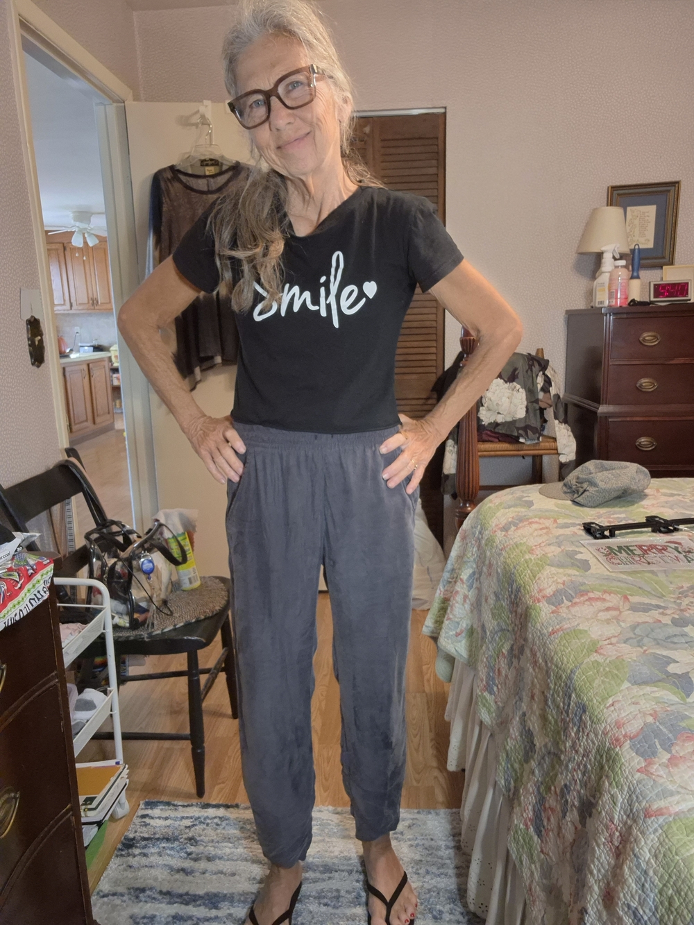 Johnny Was Pete & Greta Charcoal Jogger Pants with Elastic Waist